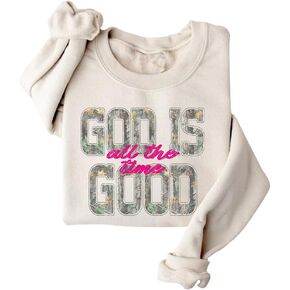 Camo Faith Sweatshirt Womens God is Good All The Time Sweatshirt For Christian in Kuwait