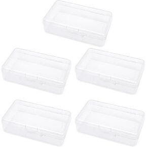 5PCS Mini Clear Plastic Jewelry Boxes, Storage Box with Lid, Small Storage Containers, Travel Case for Beads, Small Items, Cards, Jewelry, Earring, Crafts, Hardware, 4.5 x 3.3 x 1.1 Inches in Kuwait