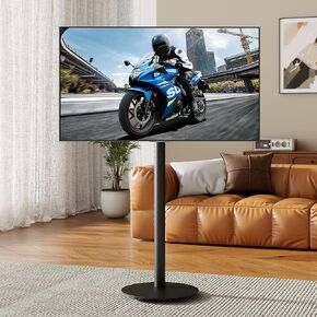 Rolling TV Stand for 32-55 Inch TVs up to 110 lbs, Tilting & Rotating Mobile TV Cart, Height Adjustable Portable TV Stand with Wheels for Business, Office, School, Max VESA 400x400mm (White) in Kuwait