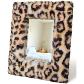 مرآة مكياج صغيرة رائعة للمكتب والجدار، مرآة حائط مكتب ذهبية، Y2K 2000S طباعة الفهد الفهد ستوكهولم ديكور المنزل لغرفة النوم الجمالية in Kuwait