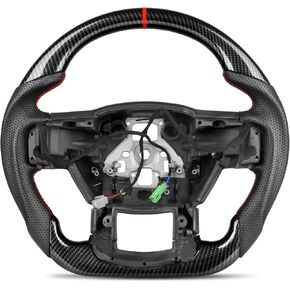 Piano Black Steering Wheel for Ford F-150 2015-2020 Raptor Lariat XLT, F-250 F-350 Super Duty 2017-2022, Paddle Shifter Covers Included, Glossy Black Flat Bottom, No Heating in Kuwait