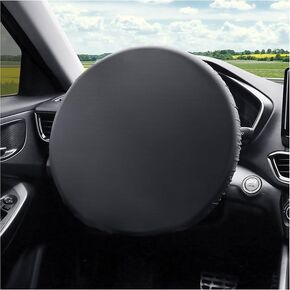 1 Pack Car Steering Wheel Cover Sun Shade - Universal 18 Inch Auto Steering Wheel Sun Block Cover - Anti-Heat Steering Wheel Protector Shield Accessories for Most Car Truck (Black) in Kuwait