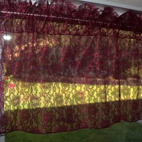 Zen Creative Designs Floral Lace Sheer Valance Window Treatment Small Curtain Home Decor Kids Bedroom Nursery Kitchen Window (58" Wide x 14" Long, Burgundy) in Kuwait