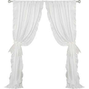 Ruffle Valances for Windows White Solid Curtains 2 Panels Farmhouse Drapes Rod Pocket Decorative Window Treatment Set for Kitchen Doorway 59x108 Inch in Kuwait