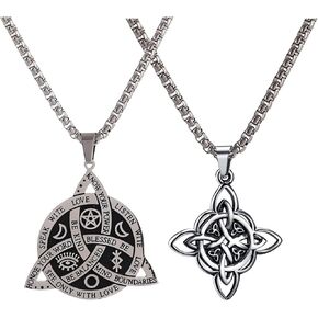 NIGHTCRUZ 2PCS قلادة عقدة الساحرة، قلادة عقدة سلتيك مع Triquetra Trinity، قلادة من الفولاذ المقاوم للصدأ للنساء in Kuwait