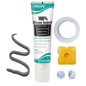 Silicone Sealant Adhesive Silicone Caulk with Finishing Tool 100% Waterproof Seal Shrink & Crack Proof, Flexible, Strong Adhesion for Automotive, Bathroom, Kitchen, Windows 150ML/5Oz (Grey) in Kuwait