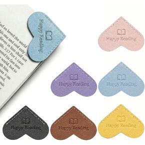 Leather Heart Bookmarks for Women - 6 Pcs Happy Reading Corner Page Bookmarks, Cute Book Marks, Personalized Graduation Giffs for Her, Teacher Appreciation, Book Lovers, Perfect Reading Gifts in Saudi Arabia
