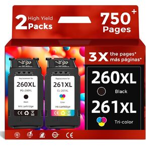 خرطوشة حبر PG-260 CL-261 XL متوافقة مع Canon 260XL 261XL (حزمة كومبو سوداء ثلاثية الألوان) تعمل مع طابعات Canon Pixma TS6420 TS6400 TR7020a TS5320 TS6420a TS5300 TR7020 TR7022 PG260XL in Kuwait