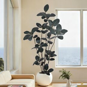 شجرة مطاطية صناعية بطول 7.2أقدام (86 بوصة) أشجار صناعية طويلة بأوراق واقعية، نباتات صناعية بوعاء أرضية مطاطية للمنزل والمكتب وغرفة المعيشة وديكور داخلي وخارجي (7.2 قدم، عبوة واحدة) in Kuwait