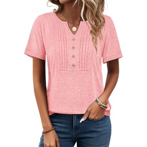 قمصان PGANDS النسائية بأكمام قصيرة ورقبة على شكل حرف V وأزرار سفلية للصيف in Kuwait