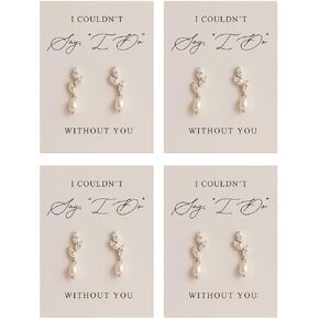 Bridesmaid Earrings Set of 4/6/8 Bridesmaid Jewelry Gifts Rhinestone Pearl Earrings I Cant Say I Do Without You Card Wedding Day Thank You Ready to Gift for Bridesmaids in Kuwait
