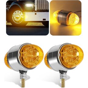 2 قطعة كهرمان/أحمر مزدوج الوجه 34 LED أضواء إشارة الانعطاف البطيخ، مصابيح LED مساعدة نصف شاحنة كروم مساعدة مقاومة للماء لثورة الشحن من أجل Freightliner Peterbilt Kenworth Mack Western Star in Kuwait
