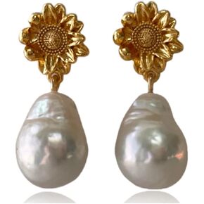 Baroque Pearl Earrings drop teardrop earrings freshwater pearl earrings for women 14K gold plated bridal wedding birthday jewelry gift in Kuwait