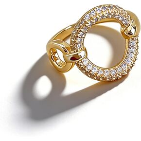Adjustable Rings Chunky Statement Rings For Women Fashion Rings Yellow Gold Geometric Rhinestone in Kuwait