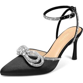 PIZZ ANNU Women's Cienna High Heels Sexy Stiletto Pumps Closed Toe Mesh Sparkly Rhinestones Ankle Strap Dress Wedding Party Pumps Shoes in Kuwait
