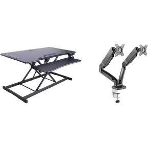 Electric Desk Riser 46" - Adjustable Sit Stand Workstation with Monitor Mount & USB Riser Premium Dual Mount in Kuwait