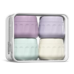حاويات السفر لأدوات الزينة، أدوات الزينة بحجم السفر المعتمدة من إدارة أمن المواصلات الأمريكية، 4 عبوات، حاويات قابلة لإعادة الملء، مع حقيبة شفافة، برطمانات سيليكون مانعة للتسرب، برطمانات كريمات أساسية تحمل أشياء صغيرة in Kuwait