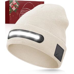 قبعة صغيرة للجنسين مع ضوء LED، هدايا شتوية للرجال والأب والأب والزوج، قبعات قابلة لإعادة الشحن عبر USB باللون الأزرق الداكن in Kuwait