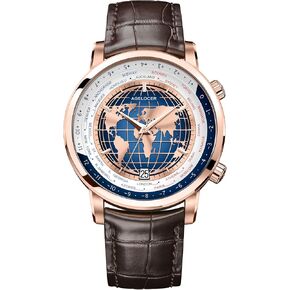 AGELOCER Mechanical Automatic Watch for Men, Blue Planet/Sapphire Mirror/Leather Strap/World Time Business Wrist Watches in Kuwait