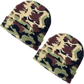 قبعة شتوية متماسكة بطباعة مموهة للجنسين فائقة النعومة للكبار in Kuwait