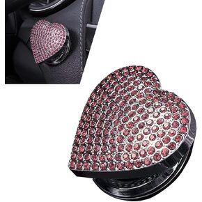 Bling Push Start Button Cover, Heart-Shaped Rhinestone Engine Start Stop Button Cover, Sparkly Ignition Decor Car Interior Accessories for Women (Black & White) in Saudi Arabia