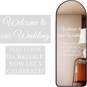 Welcome to Our Wedding Sign Mirror Decals, Personalized DIY Wedding Welcome Sign Vinyl Decals Removable Glass Window Mirror Stickers for Bridal Shower Marriage Reception Wall Decor Party Entry in Kuwait