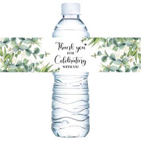 100PCS Thank You Wedding Water Bottle Labels Waterproof Wraps Sticker for Water Bottle Baby Shower Bottle Label for Bridal Shower Party Black and Gold label1329 in Saudi Arabia
