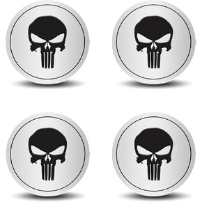Wheel Center Caps Stickers 4PCS 2.2" Skull Metal Hub Center Cap Sticker Emblem Decal Rim Cover Skull Car Accessories Waterproof Wheel Hub Rims Cap Exterior Decorative for Car Truck SUV (Black in Kuwait