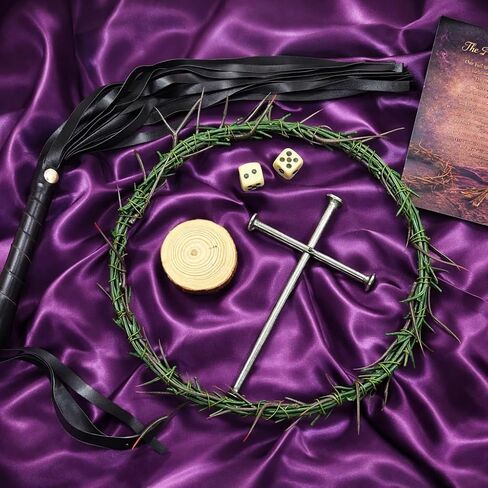 10 Pcs Crown of Thorns Set for Easter & Good Friday – Jesus Crown with 3 Crucifixion Nails, 2 Dice, Whip & Purple Cloth – Holy Week Church Play Christian Religious Decor in Saudi Arabia