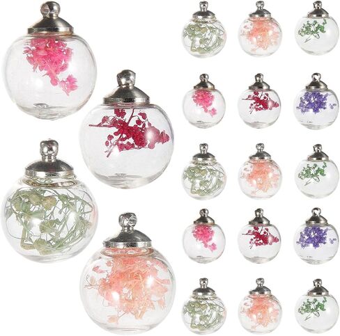 20Pcs Dried Flower Ball Pendants DIY Miniature Flower Decor Transparent Ball Ornaments for Jewelry Making Headwear Decor and Craft Projects in Saudi Arabia