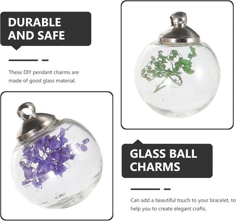 20Pcs Dried Flower Ball Pendants DIY Miniature Flower Decor Transparent Ball Ornaments for Jewelry Making Headwear Decor and Craft Projects in Saudi Arabia