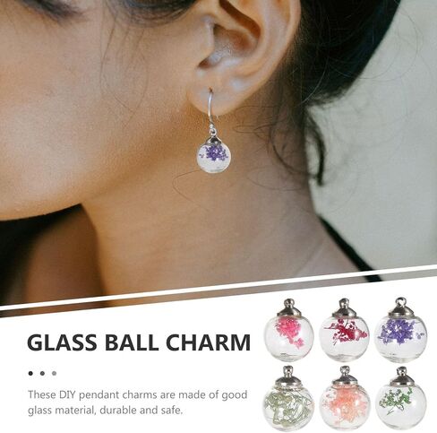 20Pcs Dried Flower Ball Pendants DIY Miniature Flower Decor Transparent Ball Ornaments for Jewelry Making Headwear Decor and Craft Projects in Saudi Arabia
