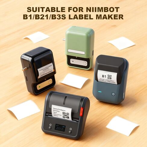 شريط صانع الملصقات لطابعة NIIMBOT of Model B1 B21 B31، 1.57 بوصة × 1.18 بوصة/40 × 30 مم، ورق طباعة ملصقات مُعدل، استبدال شريط ملصقات المكتب والمنزل، ورق حراري أسود على أبيض، 3 لفات in Kuwait