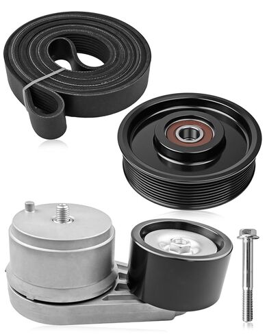 طقم حزام سيربنتين 90K-38285 مناسب لسيارة دودج رام 2500 3500 2003-2010/4500 5500 2011-2012، مجموعة مكون محرك شد الحزام السربنتين الكاملة استبدال 36315 38285 K081264HD in Kuwait