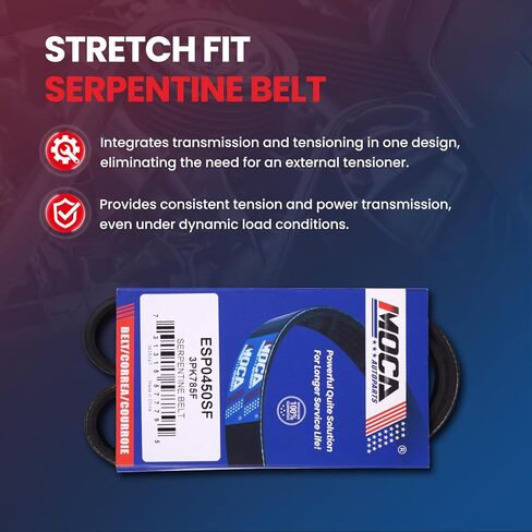 MOCA 3PK785F Accessory Drive Belt Fit for Mazda 2012-2017 3 2.0L, 2019 3 2.5L, 2012-2014 3 Sport, 2013-2016 CX-5, 2016-2017 CX-3 2.0L in Kuwait