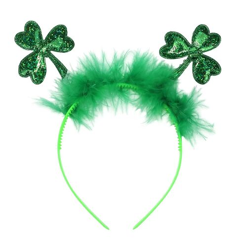 St Patrick's Day Headband Green Clover Bow Shamrock Headband St Patricks Day Decor Luck Hair Hoop Boppers for Costume Accessory Party Favor in Kuwait