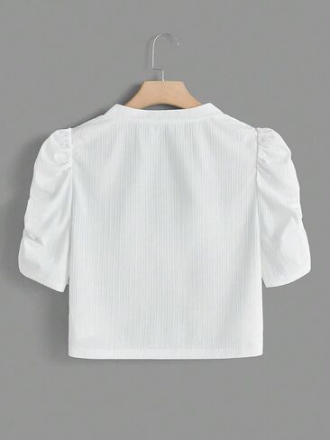 Women's Plus Size Ruched Open Front Cropped Cardigan Puff Short Sleeve Bolero Shrugs in Saudi Arabia