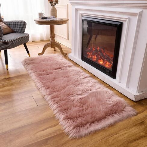 Arbosofe Ultra Soft Faux Fur Rug, Area Rugs, Beige Fluffy Shaggy Fur Rug for Bedroom & Living Room, Kids Room Decor, 2 x 6 Feet Sheepskin in Saudi Arabia