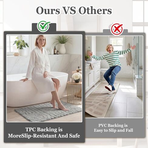 Homcomoda Bathroom Rugs Sets 5 Piece, Soft Absorbent Microfiber Bath Mats and U-Shaped Contour Toilet Rug, Non Slip Bath Rugs Machine Washable Shaggy Bath Room Floor Mats, Grey in Kuwait