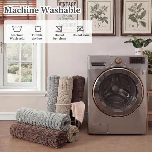 Homcomoda Bathroom Rugs Sets 5 Piece, Soft Absorbent Microfiber Bath Mats and U-Shaped Contour Toilet Rug, Non Slip Bath Rugs Machine Washable Shaggy Bath Room Floor Mats, Grey in Kuwait