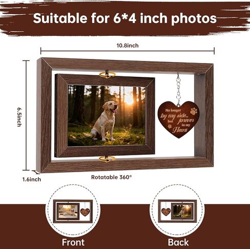 هدايا تذكارية للكلاب لفقدان تعاطف الكلاب، إطار صورة للحيوانات الأليفة للقطط لصور مقاس 6 × 4، يدور بزاوية 360 درجة in Kuwait