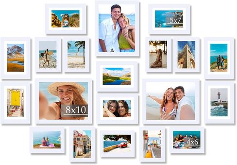 20 Packs Picture Frames Collage Wall Decor for Wall Hanging or Tabletop Display, Gallery Wall Frame Set for Family, Multi Sizes Photo Frames Collage Including 3Pcs 8x10, 8Pcs 5x7, 9Pcs 4x6, Black in Saudi Arabia