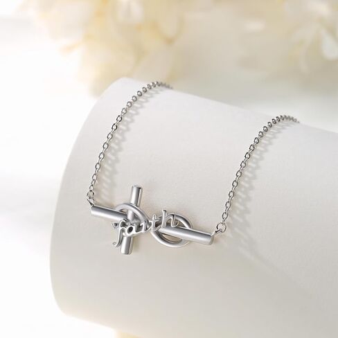 Sunflower Faith Cross Necklace 925 Sterling Silver Christian Catholic Inspirational Pendant Necklace Protection Spiritua Faithing Jewelry Gifts for Women in Kuwait