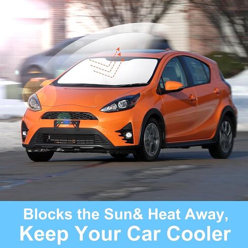 TINGLU Sun Shade for Toyota Prius C 2012-2019 Accessories Windshield Sun Shade Window Shade UV Rays Protection Sun Visor Cover with Steering Wheel Sunshade Storage Bag in Saudi Arabia