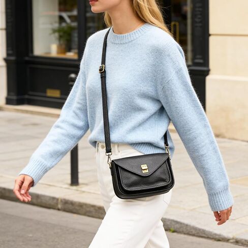 حقائب كروس للنساء من الجلد الطبيعي مع جيوب متعددة، حقائب يد نسائية صغيرة عتيقة عبر الجسم in Kuwait