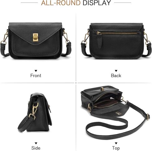 حقائب كروس للنساء من الجلد الطبيعي مع جيوب متعددة، حقائب يد نسائية صغيرة عتيقة عبر الجسم in Kuwait