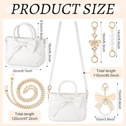 Booson 5 Pack White Purse for Women Bow Leather Crossbody Bag with Extender Chain Adjustable Shoulder Strap in Kuwait