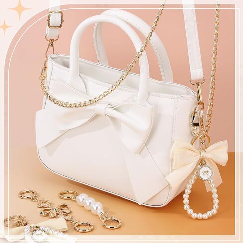 Booson 5 Pack White Purse for Women Bow Leather Crossbody Bag with Extender Chain Adjustable Shoulder Strap in Kuwait