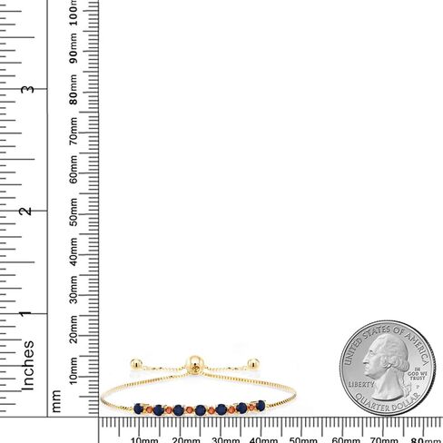 Gem Stone King 1.03 Ct Blue Sapphire Orange Sapphire 18K Yellow Gold Plated Silver Adjustable Tennis Bracelet for Women Up to 9 Inch in Saudi Arabia