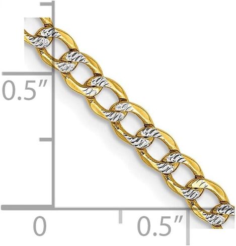 Diamond2Deal 14k Yellow Gold 3.4mm Semi-Solid with Rhodium Pav‚ Curb with Lobster Clasp Bracelet for Mom in Saudi Arabia